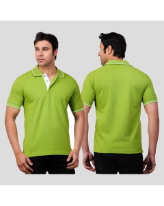 Scott T Shirt Polo Neck (Apple Green with white tip)