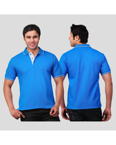 Scott T Shirt Polo Neck (Azure Blue with white tip)