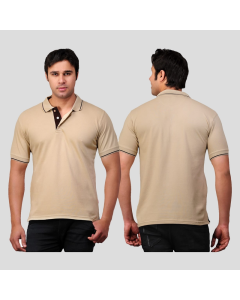 Scott T Shirt Polo Neck (Beige with Brown tip)