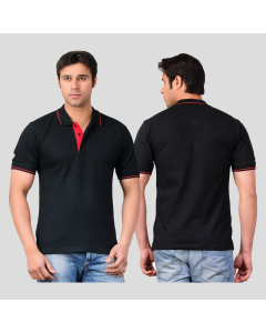 Scott T Shirt Polo Neck (Black with red tip)