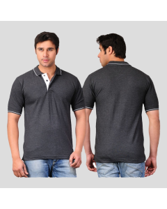 Scott T Shirt Polo Neck (Charcoal Grey with White tip)