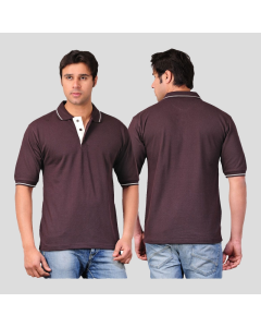 Scott T Shirt Polo Neck (Coffee Brown with Cream tip)