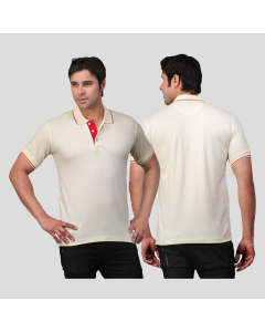 Scott T Shirt Polo Neck (Cream with Red tip) 