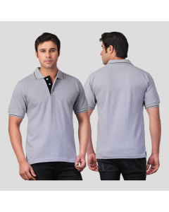 Scott T Shirt Polo Neck (Grey Melange with black tip)