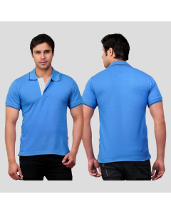 Scott T Shirt Polo Neck (Indian Blue with Black tip)