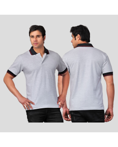 Scott T Shirt Polo Neck (Melange with Navy Blue with red tip)