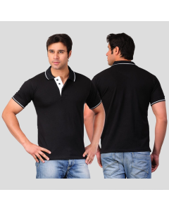 Scott T Shirt Polo Neck (Navy Blue with white tip)