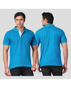Scott T Shirt Polo Neck (Turquoise Green with white tip)