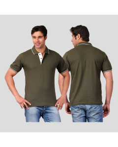 Scott T Shirt Polo Neck (White Green with white tip)