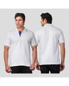 Scott T Shirt Polo Neck (White with blue tip)
