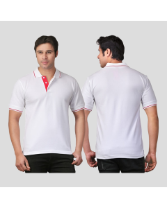 Scott T Shirt Polo Neck (White with red tip)