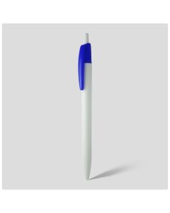 Plastic Ball Pens Customized Printing White Body Blue
