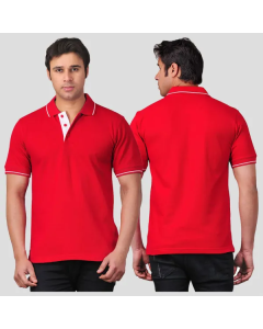 Scott T Shirt Polo Neck (Red with white tip)